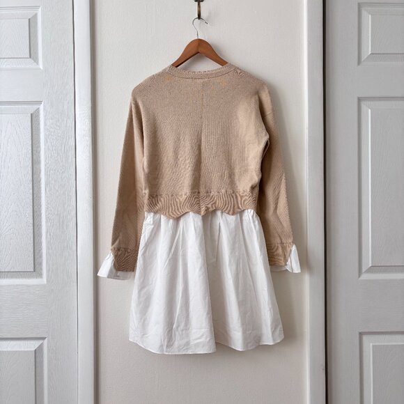 English Factory Linen Blend Long Sleeve Sweater Twofer Mini Dress - Picture 5 of 6